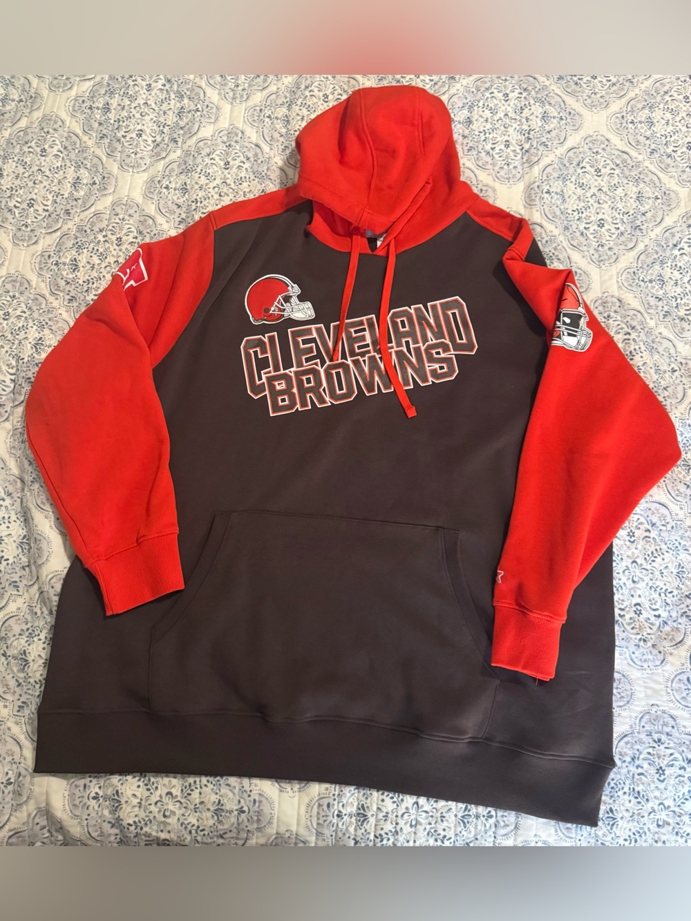 Men's Starter Brown Cleveland Browns Extreme Pullover Hoodie Men’s 4XL